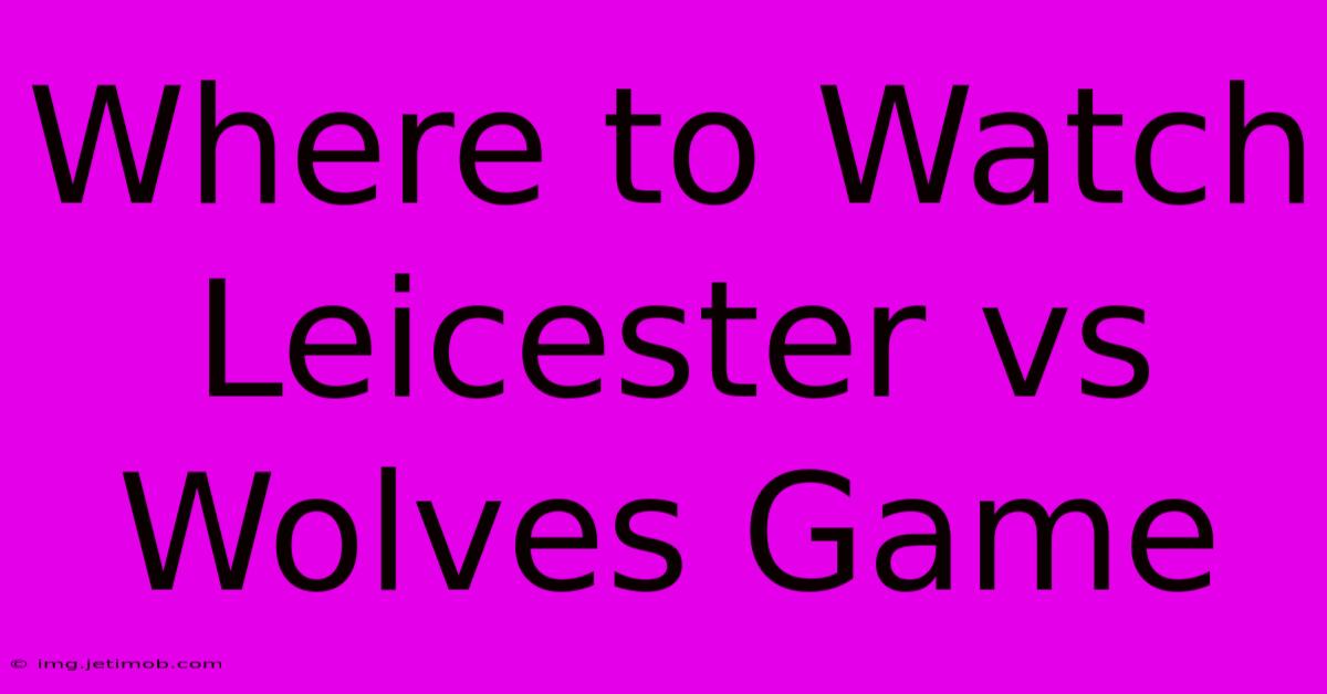 Where To Watch Leicester Vs Wolves Game