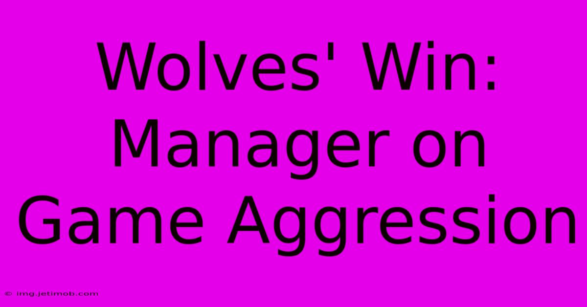 Wolves' Win: Manager On Game Aggression