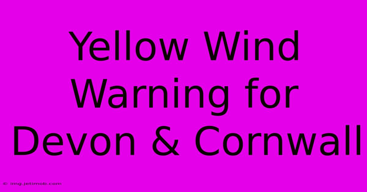 Yellow Wind Warning For Devon & Cornwall